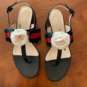 Gucci Cindi Black Leather Sandals size 6 MSRP$795